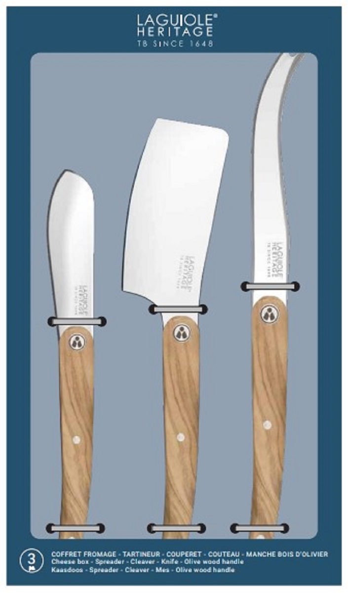 Ostbestick Laguiole Olivträ 3-pack