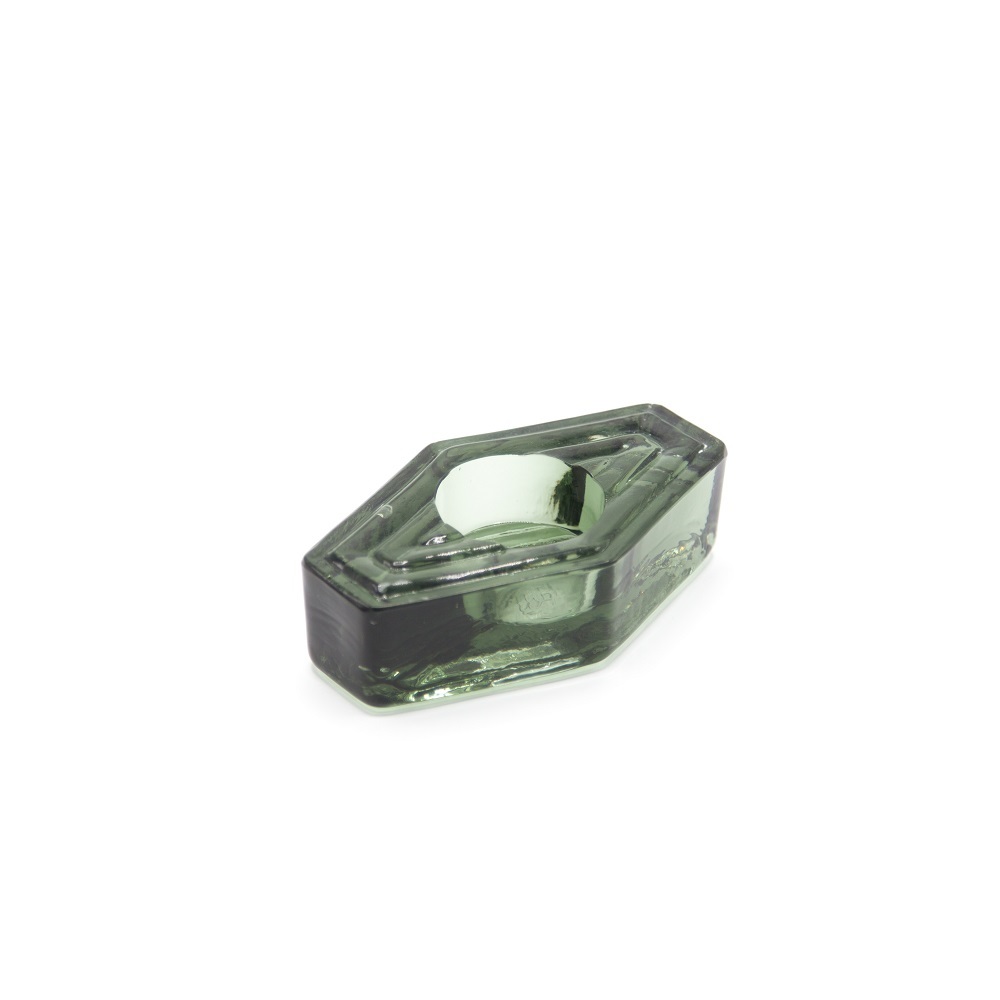 Tea Light Holder, Infinite Hexagon, smokey green