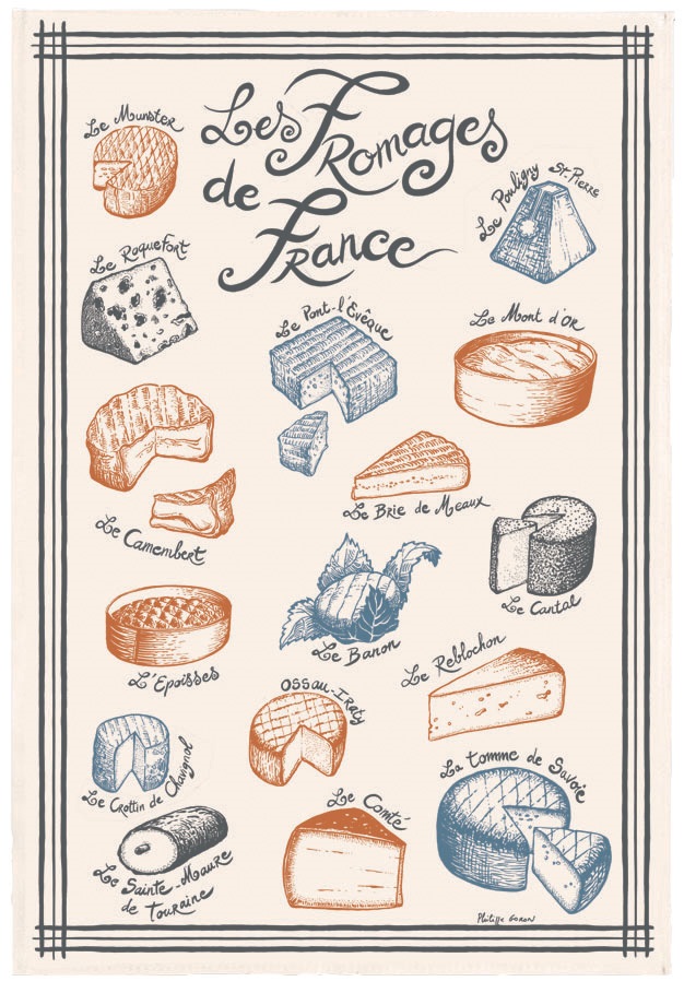 Kökshandduk Fromage des France 48x72
