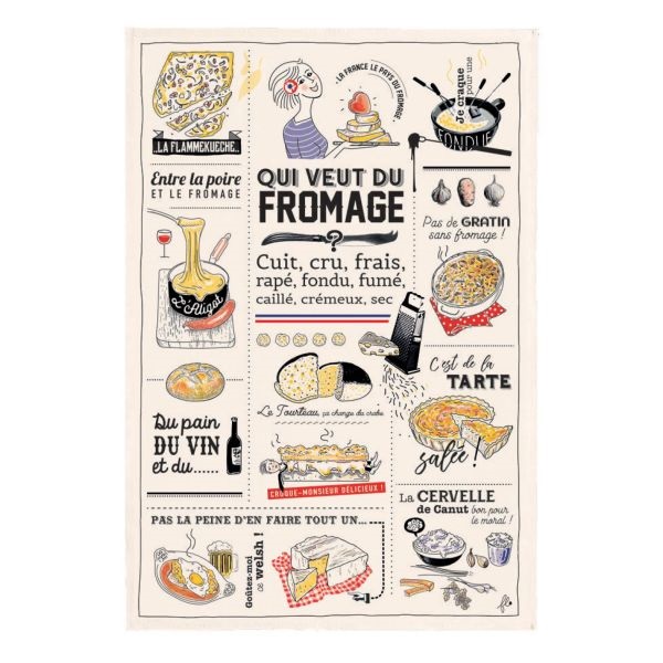 Kökshandduk Qui veut du Fromage 48x72