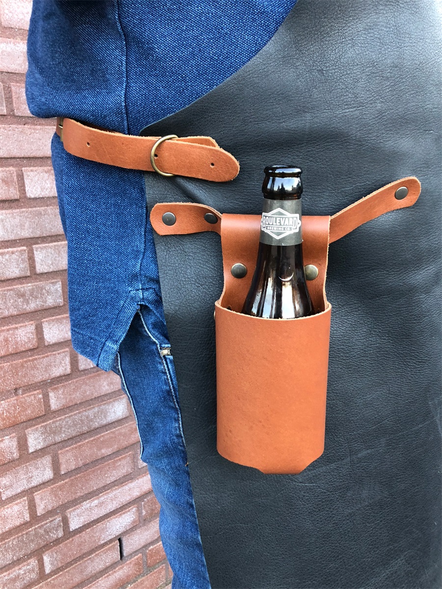 Flaskhållare i skinn Cognac