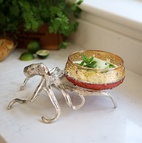 Bläckfiskhållare med bärnstensfärgad glasskål