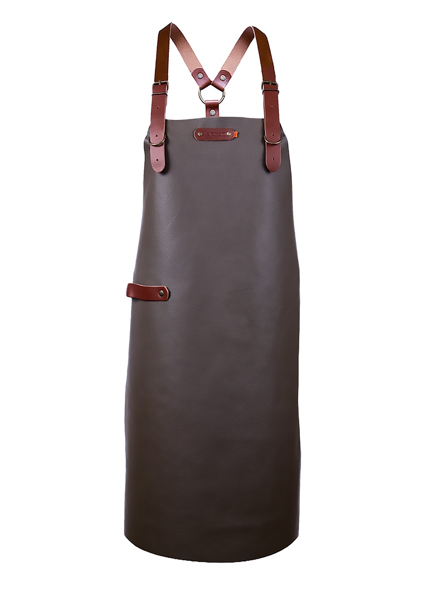 Skinnförkläde Bovine Taupe Shoulder 82 cm