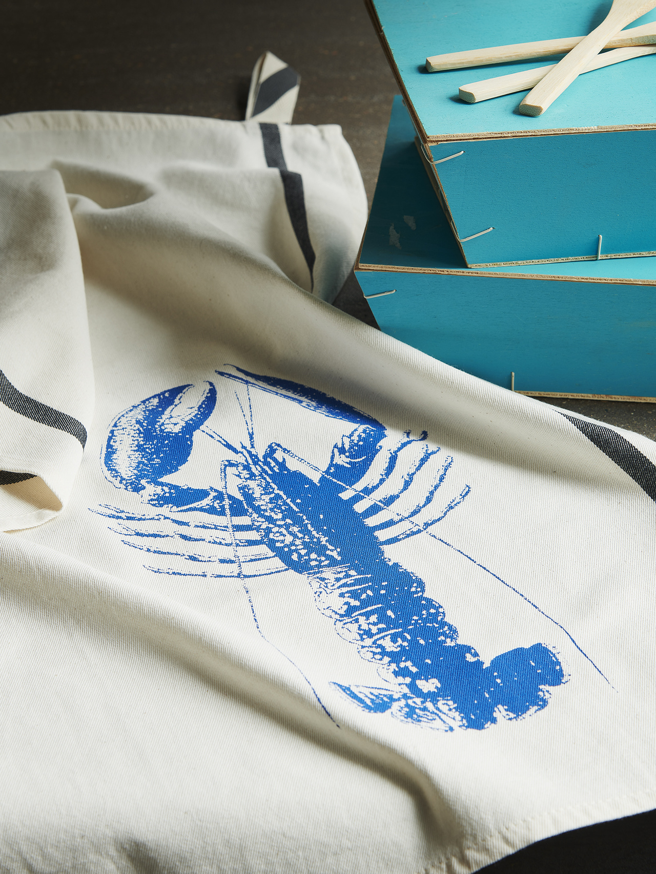 Kökshandduk Lobster Blå 50x70