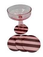 COMO Glasunderlägg Ø 9 Rosewood Stripe 4-pack