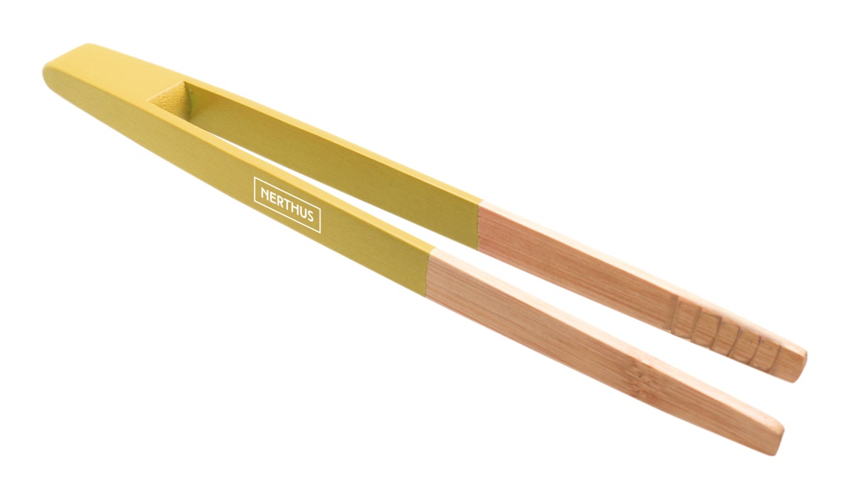 Bamboo toast tong with magnet - BEIGE