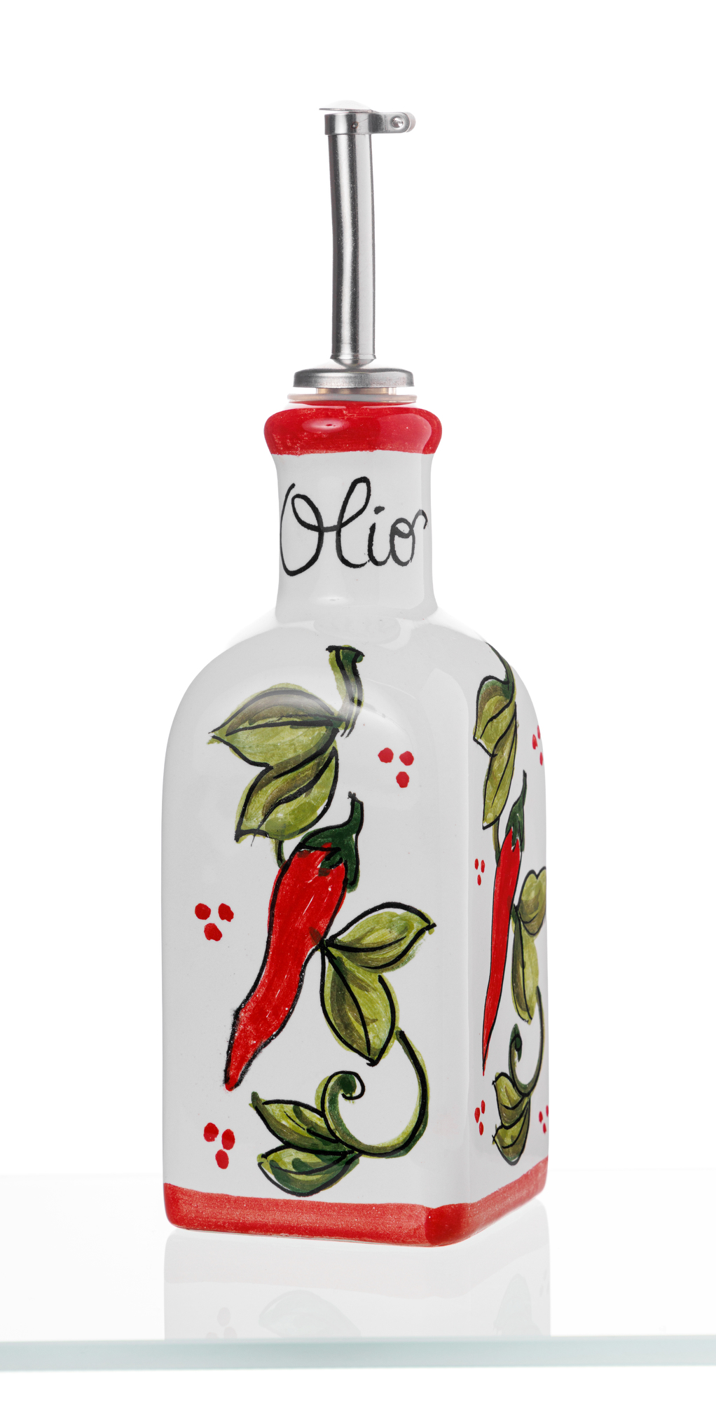 Olivoljeflaska keramik Peperoncino Square 250 ml
