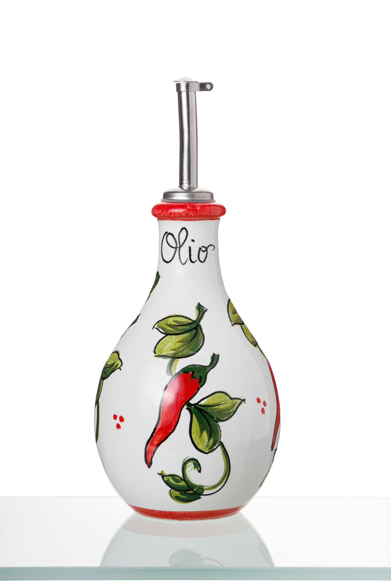 Olivoljeflaska keramik Peperoncino Round 250 ml