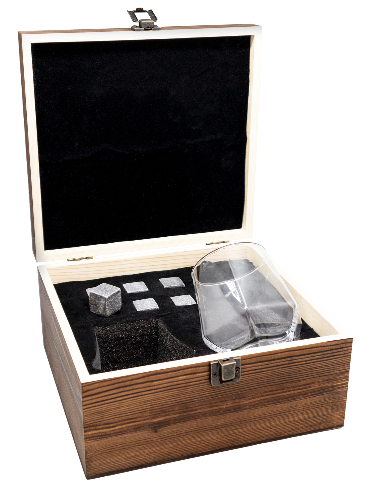 Whisky Giftset 2 glas, 4 isbitar i sten